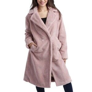 Jessica Simpson Women's Winter Coat Full Length Double Breasted Sherpa Fleece S